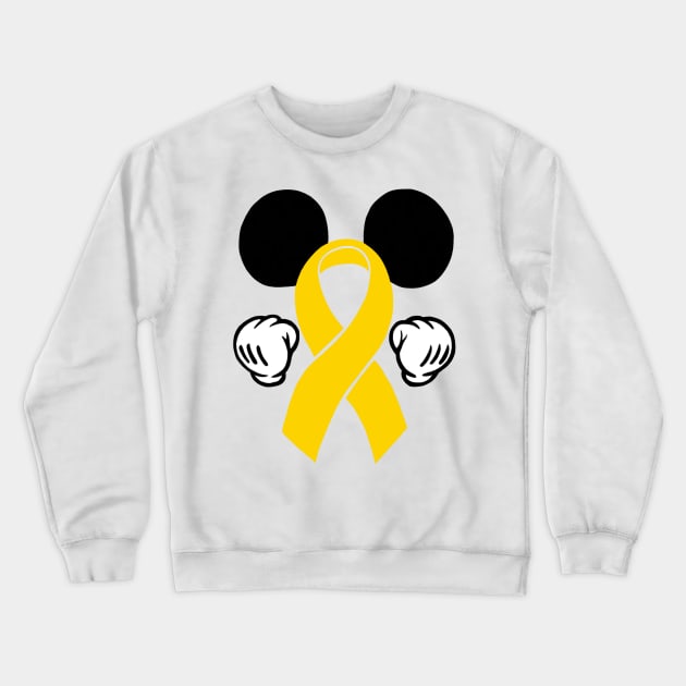 Mouse Ears Awareness Ribbon (Yellow) Crewneck Sweatshirt by CaitlynConnor